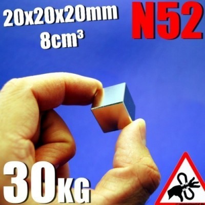 NEODYM MAGNET WÜRFEL - N52 - 20mm - 30KG